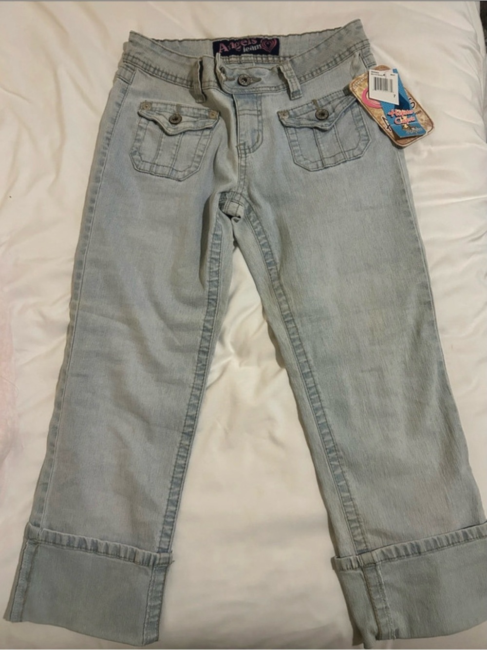 Angels Jeans Light Blue Cropped Straight-Leg Jeans